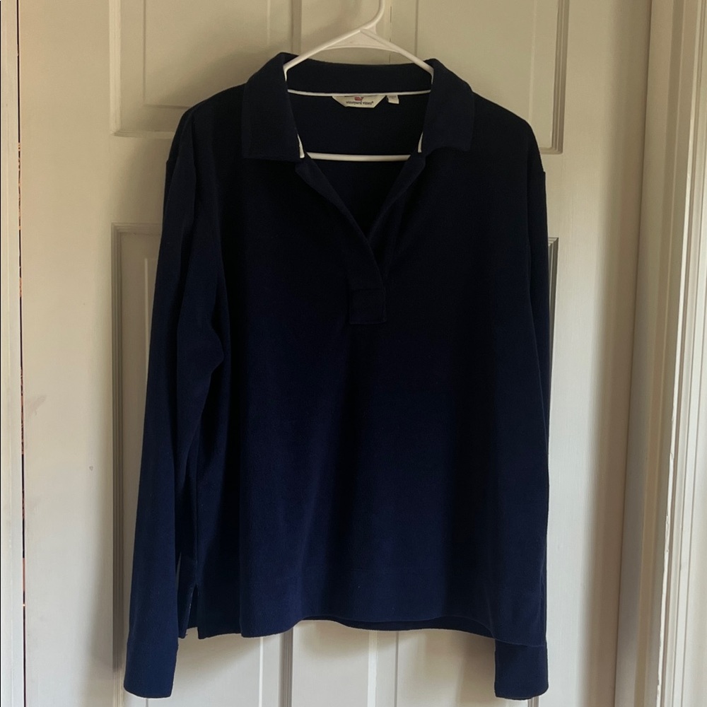 Navy Long Sleeve Polo Terry sweatshirt VineYard Vines Large